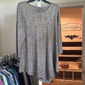 Brown blouse with jewel detailing, size large